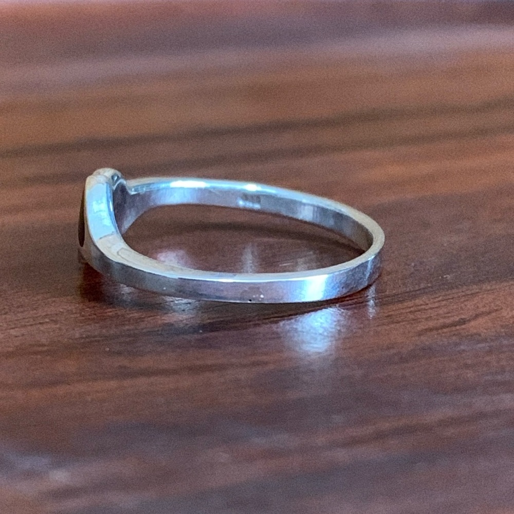 Sterling Silver and Faux Black Onyx Ring - Picture 2 of 7